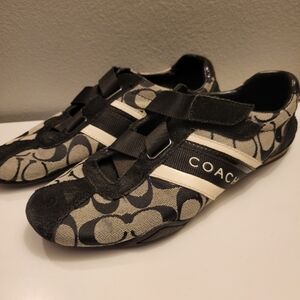 Coach Jenney Gray Black Velcro Strap Sneakers